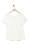 Max Studio Embellished Yoke Flutter Sleeve Top