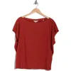 Max Studio Embroidered Boat Neck Cap Sleeve T-shirt In Terracotta