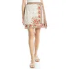 Max Studio Embroidered Border Print Wrap Miniskirt In White