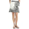 Max Studio Embroidered Border Print Wrap Miniskirt In White