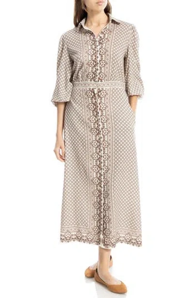 Max Studio Embroidered Shirtdress In Neutral
