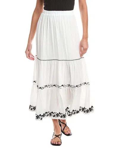 Max Studio Embroidered Tiered Maxi Skirt In White