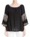 Max Studio Embroidered Top In Black