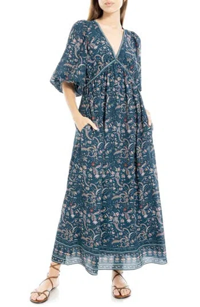 Max Studio Empire Waist Balloon Sleeve Maxi Dress In Black