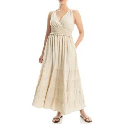 Max Studio Empire Waist Tiered Maxi Dress In Neutral