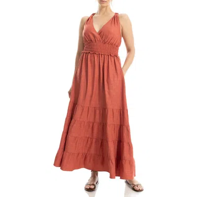 Max Studio Empire Waist Tiered Maxi Dress In Red