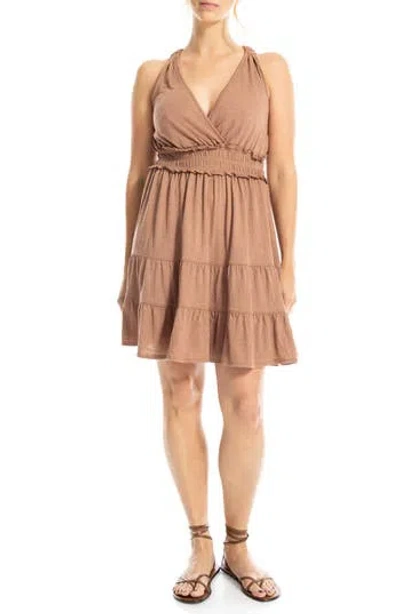 Max Studio Empire Waist Tiered Minidress In Cpprrose-copper Rose