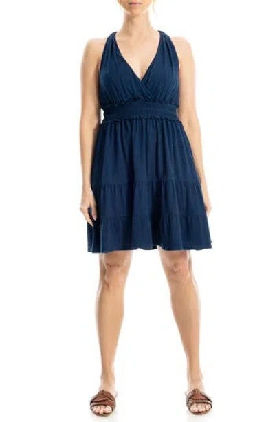 Max Studio Empire Waist Tiered Minidress In Sapphire-sapphire