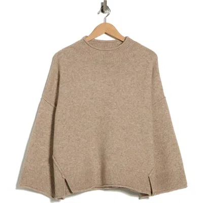 Max Studio Exposed Seam Mock Neck Sweater In Brown