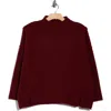 Max Studio Exposed Seam Mock Neck Sweater In Burgundy