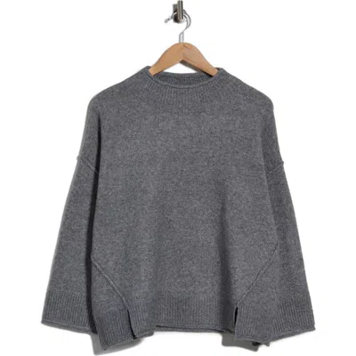 Max Studio Exposed Seam Mock Neck Sweater In H Grey