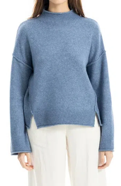 Max Studio Exposed Seam Turtleneck Sweater In Blue