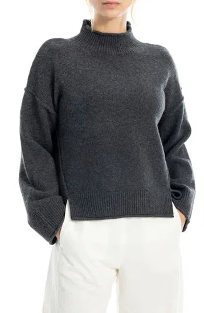 Max Studio Exposed Seam Turtleneck Sweater In Gray