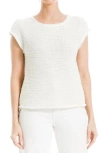 Max Studio Extended Cap Sleeve Tweed Knit Top In Cream