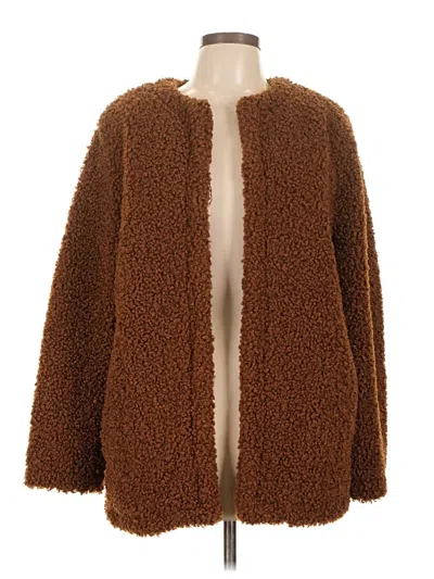 Pre-owned Max Studio Faux Fur Jacket In Brown
