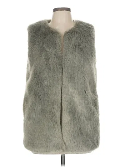 Pre-owned Max Studio Faux Fur Vest In Gray