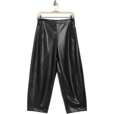 Max Studio Faux Leather Barrel Pants In Black