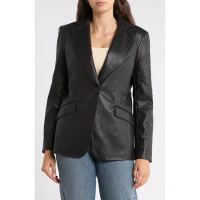 Max Studio Faux Leather Blazer In Black