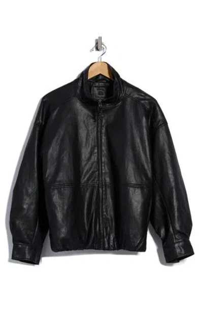 Max Studio Faux Leather Bomber Jacket In Black