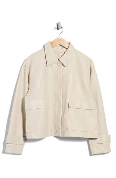 Max Studio Faux Leather Crop Jacket In Neutral