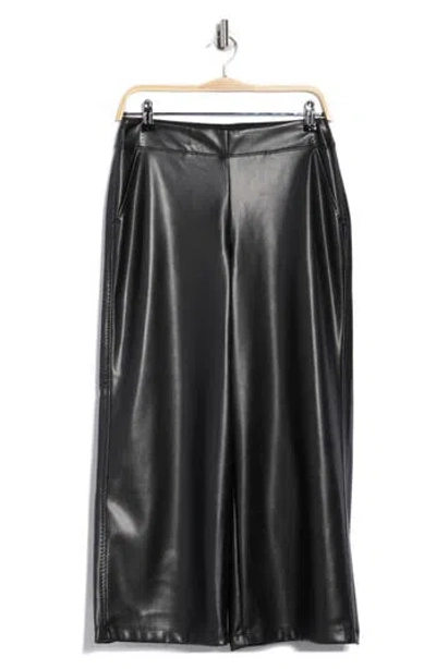 Max Studio Faux Leather Crop Wide Leg Pants In Brown