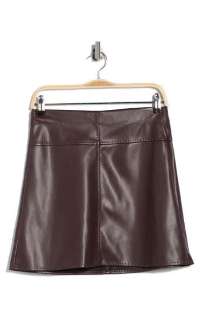 Max Studio Faux Leather Miniskirt In Burgundy