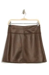 Max Studio Faux Leather Miniskirt In Dk Brn/crkle Brown