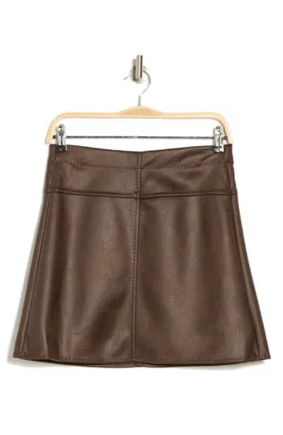 Max Studio Faux Leather Miniskirt In Dk Brn/crkle Brown