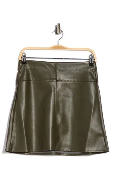 Max Studio Faux Leather Miniskirt In Green