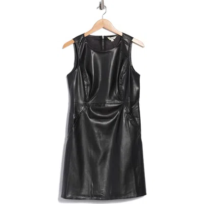 Max Studio Faux Leather Shift Dress In Black