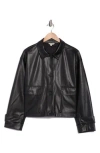 Max Studio Faux Leather Shirt Jacket In Black
