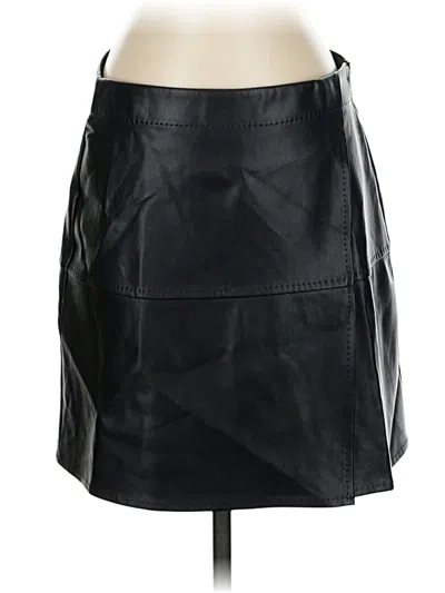 Pre-owned Max Studio Faux Leather Skirt In Black