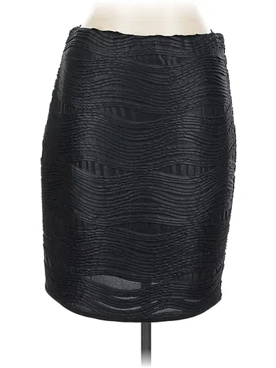 Pre-owned Max Studio Faux Leather Skirt In Black