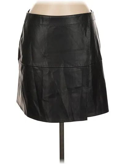 Pre-owned Max Studio Faux Leather Skirt In Black
