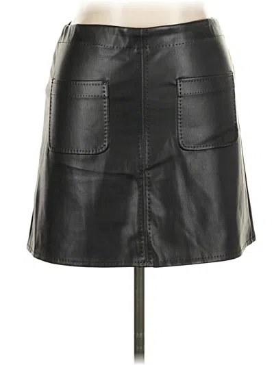 Pre-owned Max Studio Faux Leather Skirt In Black