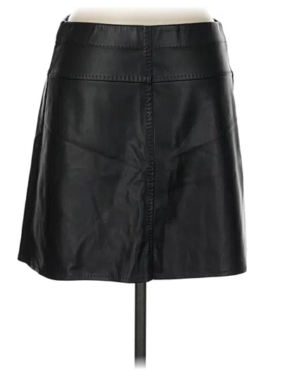 Pre-owned Max Studio Faux Leather Skirt In Black