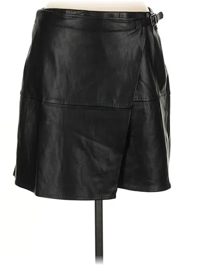 Pre-owned Max Studio Faux Leather Skirt In Black