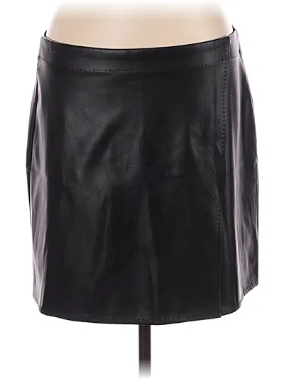 Pre-owned Max Studio Faux Leather Skirt In Black
