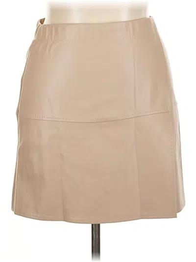 Pre-owned Max Studio Faux Leather Skirt In Brown