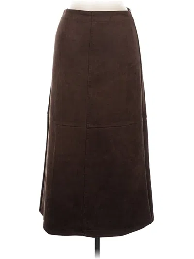 Pre-owned Max Studio Faux Leather Skirt In Brown