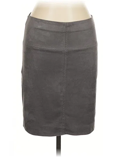 Pre-owned Max Studio Faux Leather Skirt In Gray