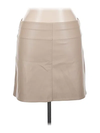 Pre-owned Max Studio Faux Leather Skirt In Tan