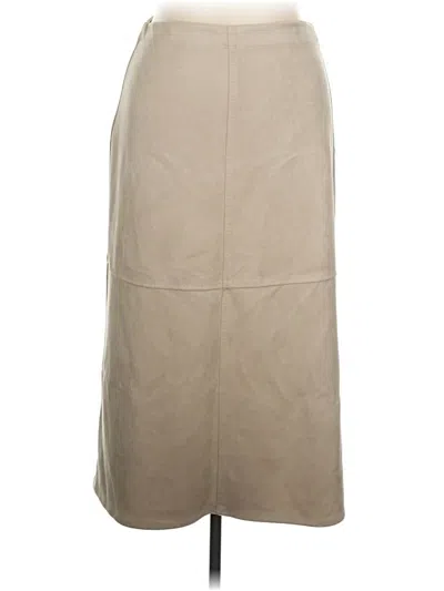 Pre-owned Max Studio Faux Leather Skirt In Tan