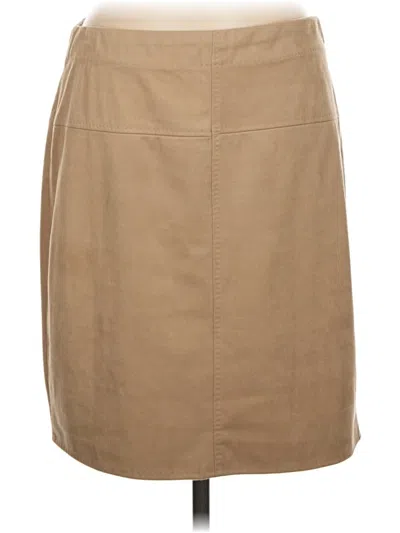 Pre-owned Max Studio Faux Leather Skirt In Tan