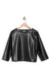 Max Studio Faux Leather Top In Black