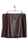 Max Studio Faux Leather Wrap Miniskirt In Wine