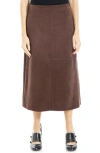 Max Studio Faux Suede A-line Midi Skirt In Brown