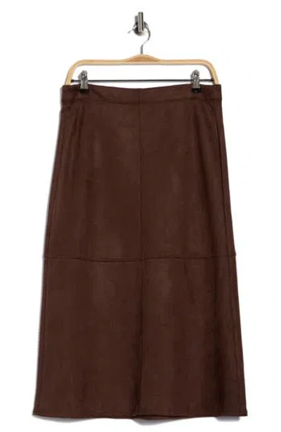 Max Studio Faux Suede A-line Midi Skirt In Green