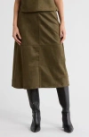 Max Studio Faux Suede A-line Midi Skirt In Green