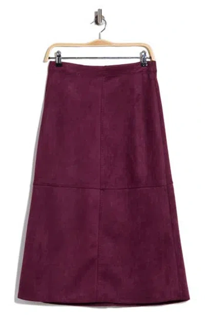 Max Studio Faux Suede A-line Midi Skirt In Purple